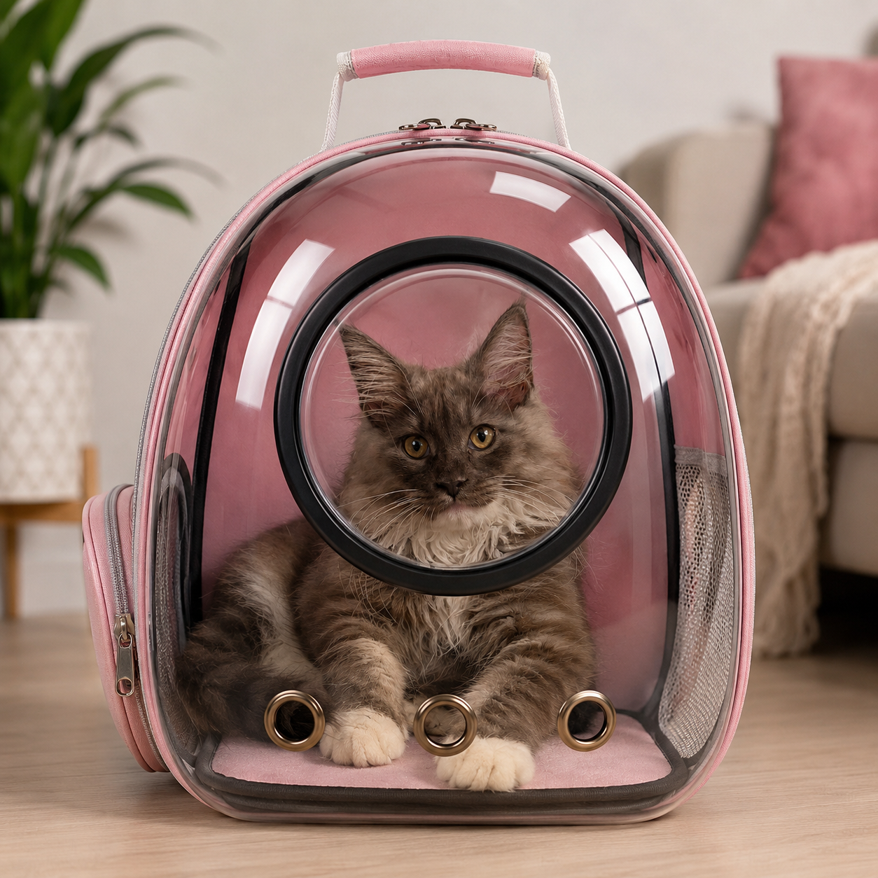 🐱 Sac à dos de transport transparent pour chat – Confortable et respirant