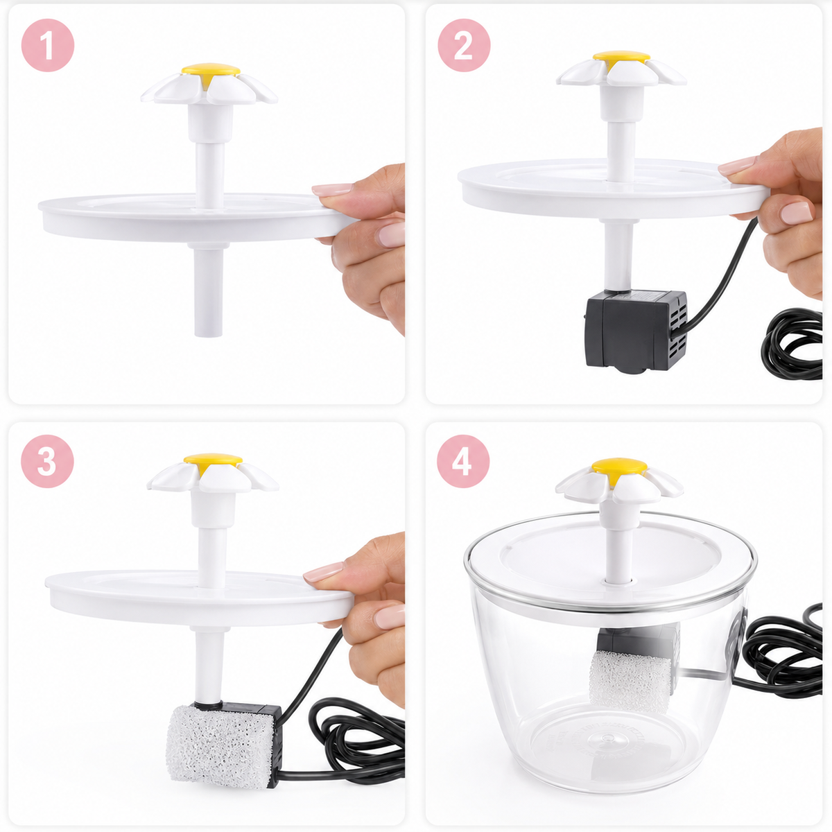 Fontaine à Eau pour Chat 1,2 L Filtrante, Silencieuse & USB
