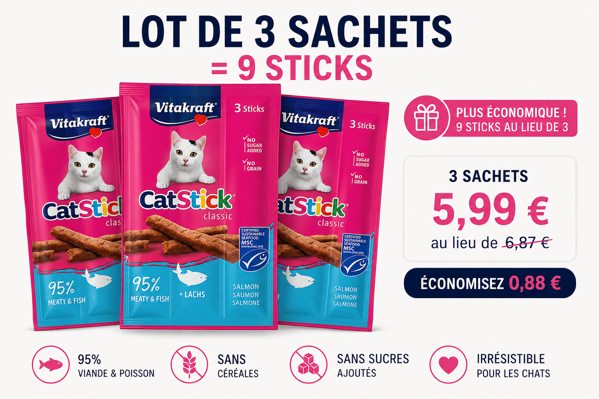 Vitakraft Cat Stick Classic â Friandise pour chat au saumon