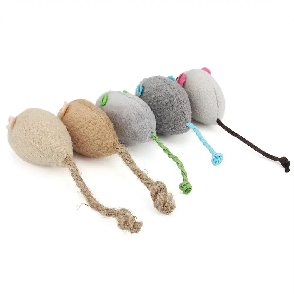 Lot de 5 souris pour chat avec herbe à chat et grelot – Jouets interactif