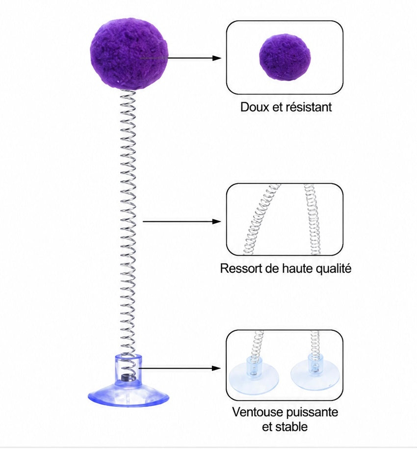 Jouet interactif pour chat avec ventouse et ressort – Balle ou plu