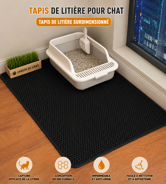 🐱 Tapis de Litière Double Couche pour Chat – Anti-Projections & Imperméable