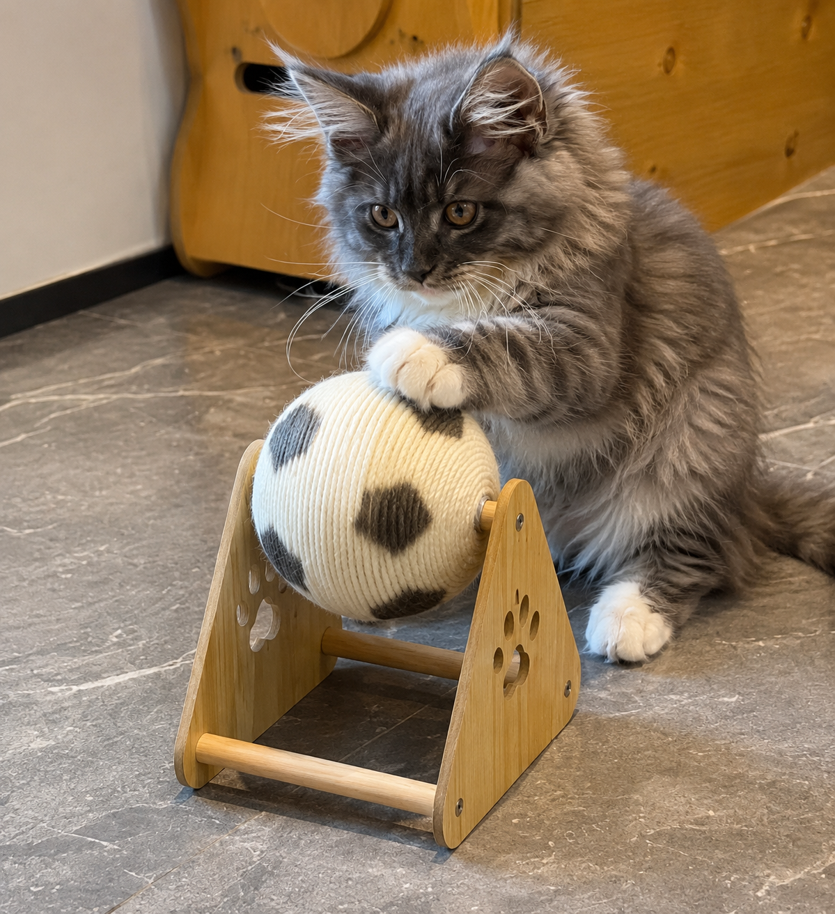 Griffoir interactif avec balle en sisal pour chat – Jouet d’occupation et d’entretien des griffes