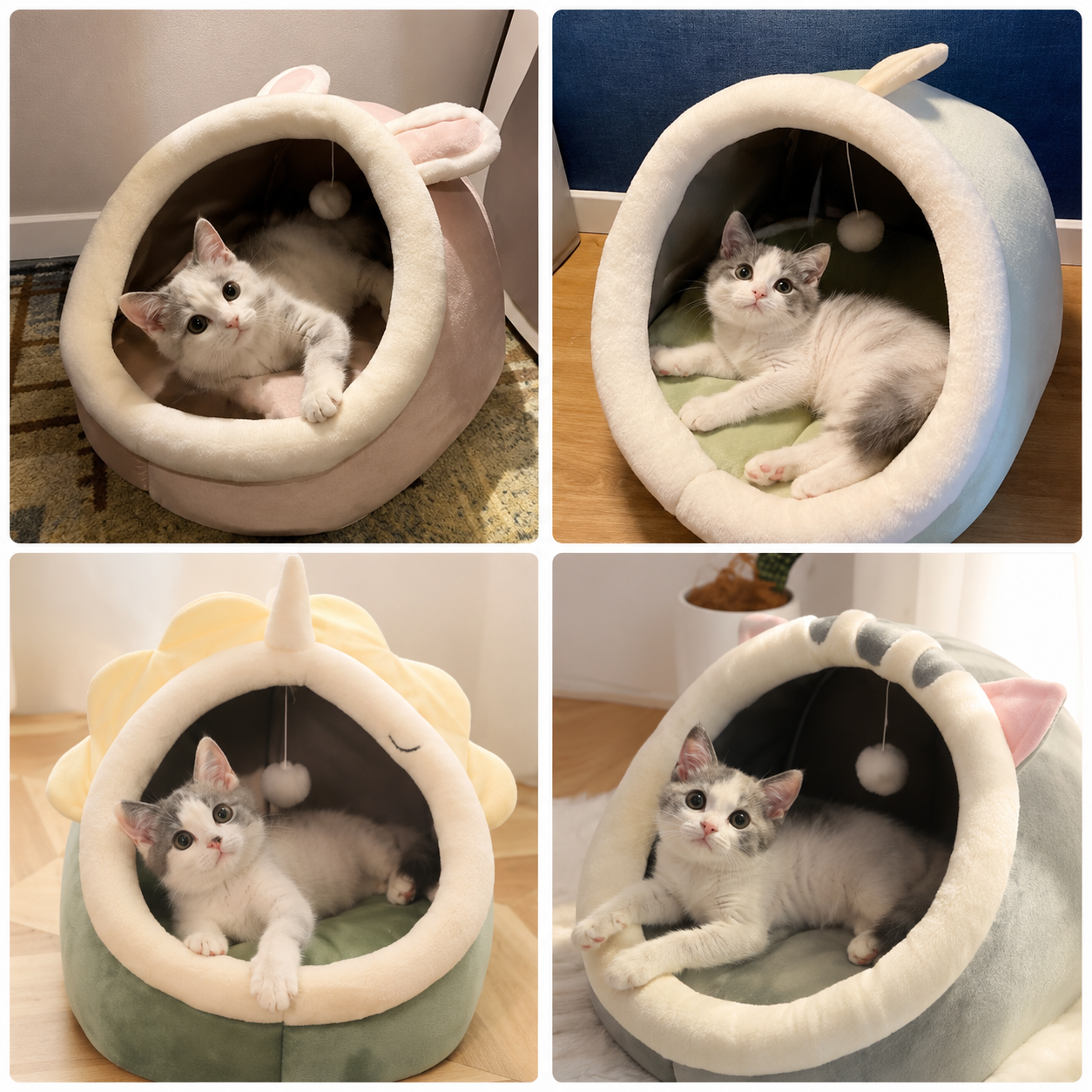 Niche Douillette pour Chat – Lit Cocon Pliable et Lavable avec Coussin Réversible