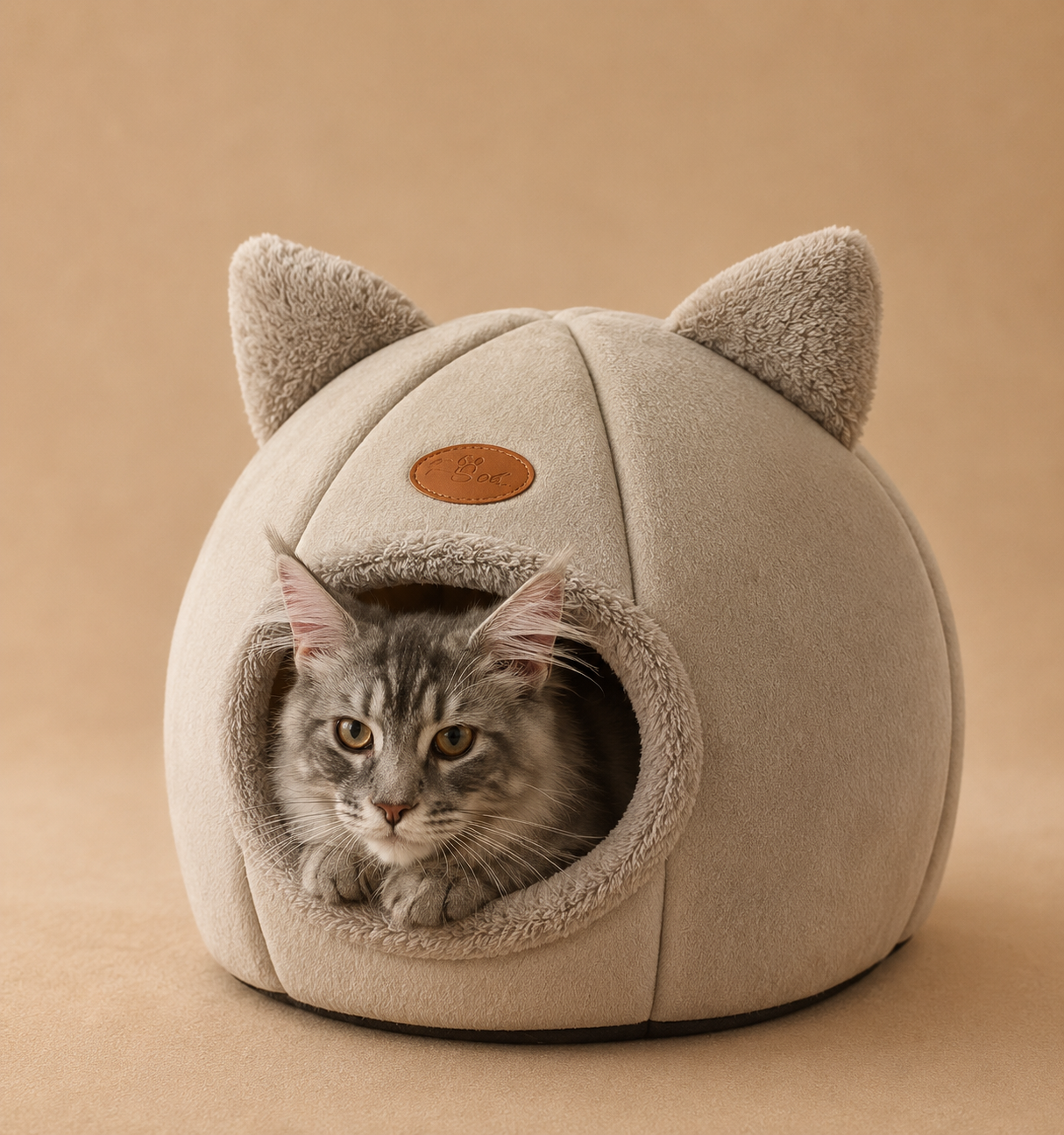 Niche Douillette en Forme de Tête de Chat – Lit Cocon Ultra Confort pour Chat