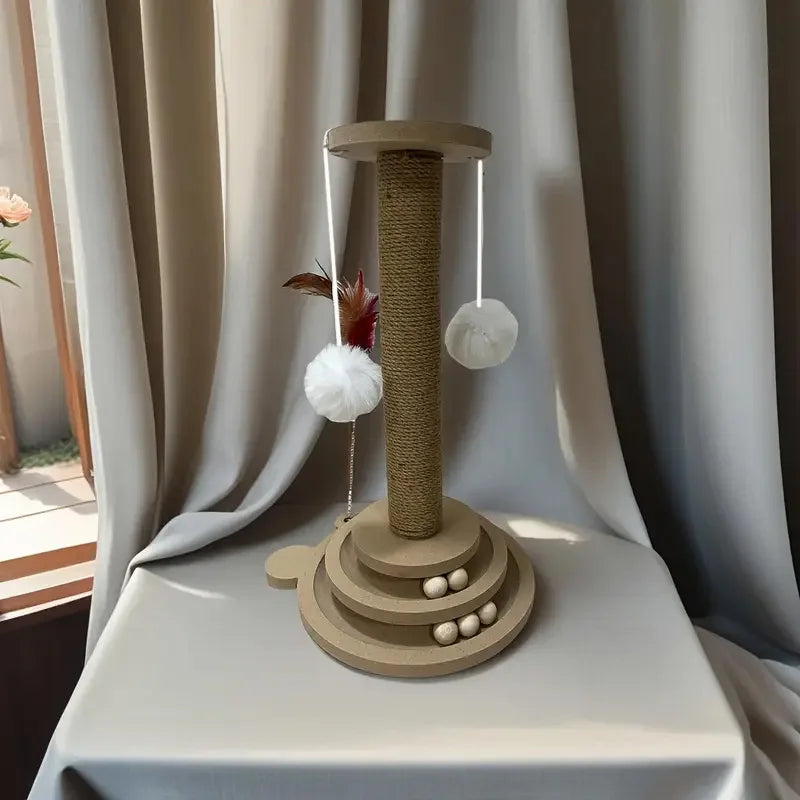 Arbre à chat avec griffoir en sisal et jouets interactifs