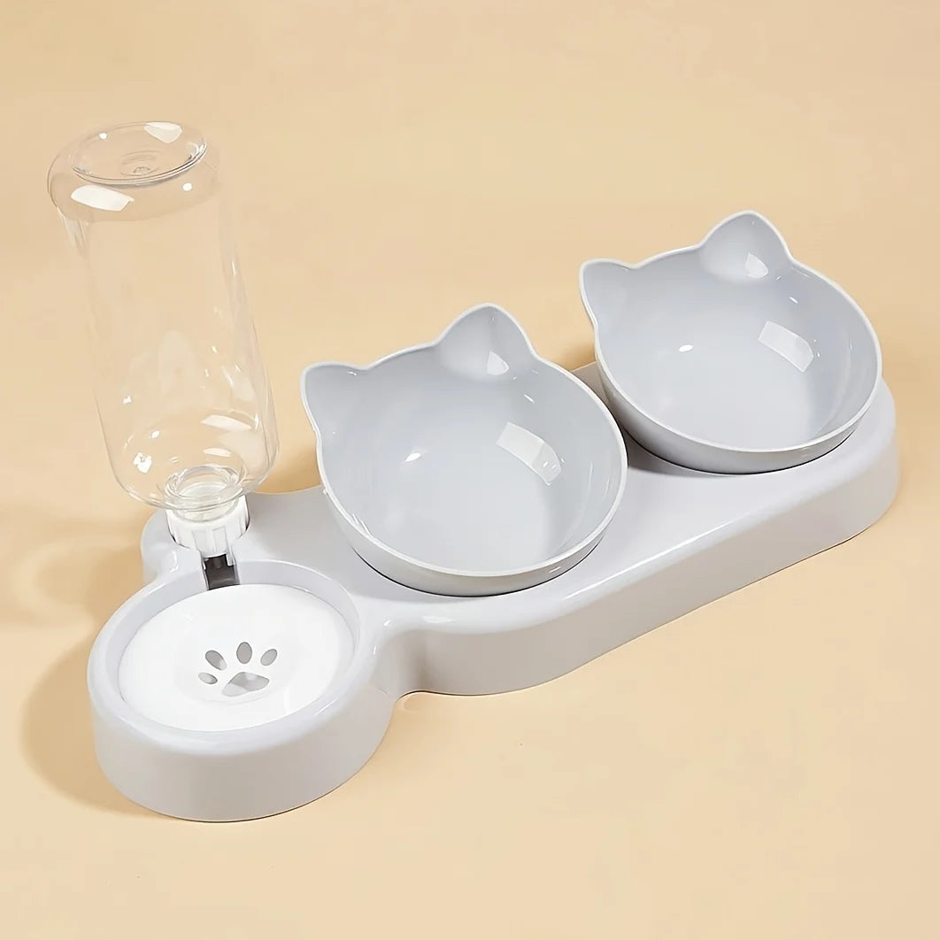 🍽️ Gamelle Double pour Chat – Bols Antidérapants pour Eau & Croquettes