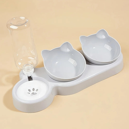 🍽️ Gamelle Double pour Chat – Bols Antidérapants pour Eau & Croquettes