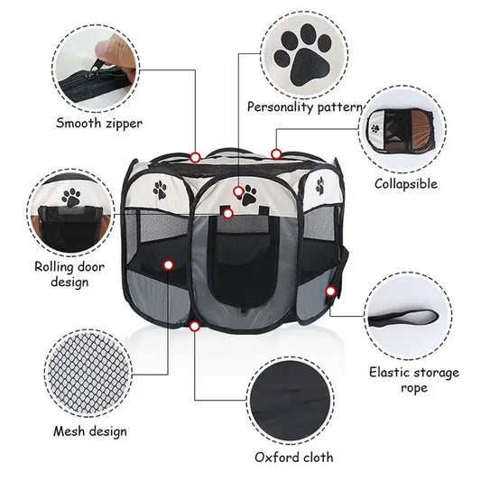 Parc Pliable pour Chat – Enclos de Jeu Portable 73 × 73 × 43 cm