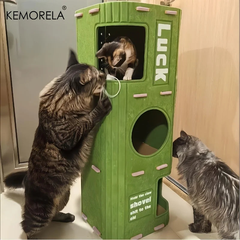 Maison Arbre à Chat 3D en Feutrine – Griffoir, Cachette & Aire de Jeu