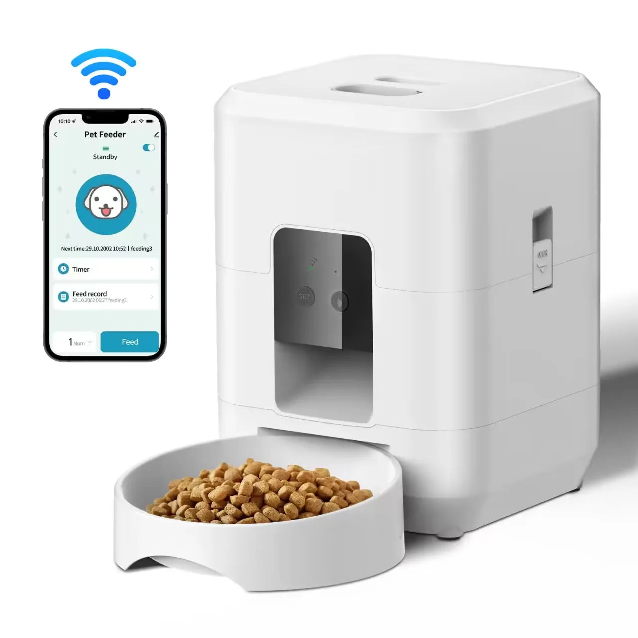 Distributeur automatique de croquettes connecté pour chat et chien – Programmable avec contrôle via application
