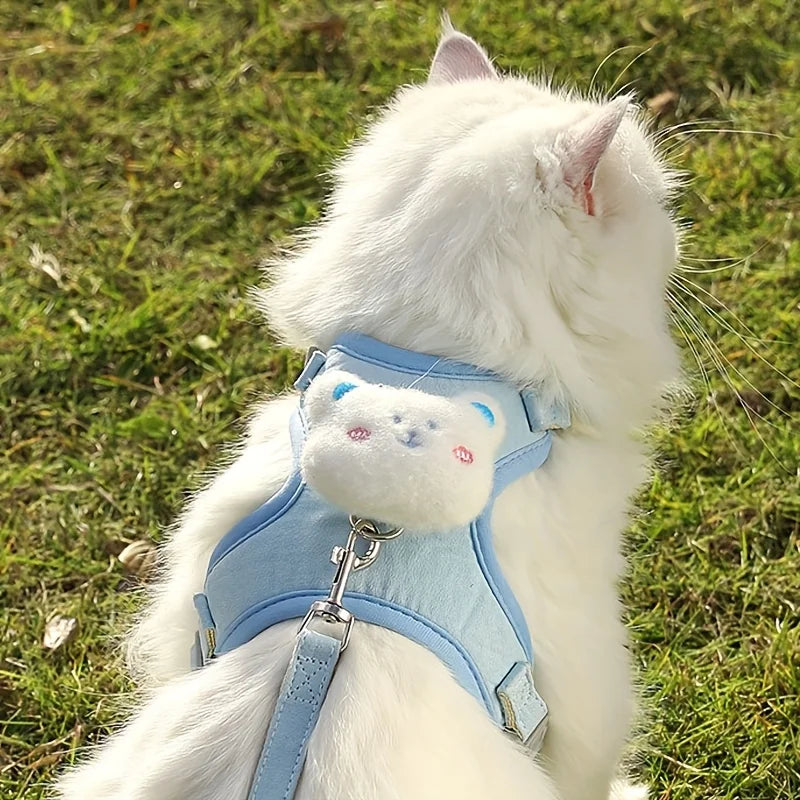 🐱 Harnais Réglable avec Laisse pour Chat – Doux, Respirant et Confortable