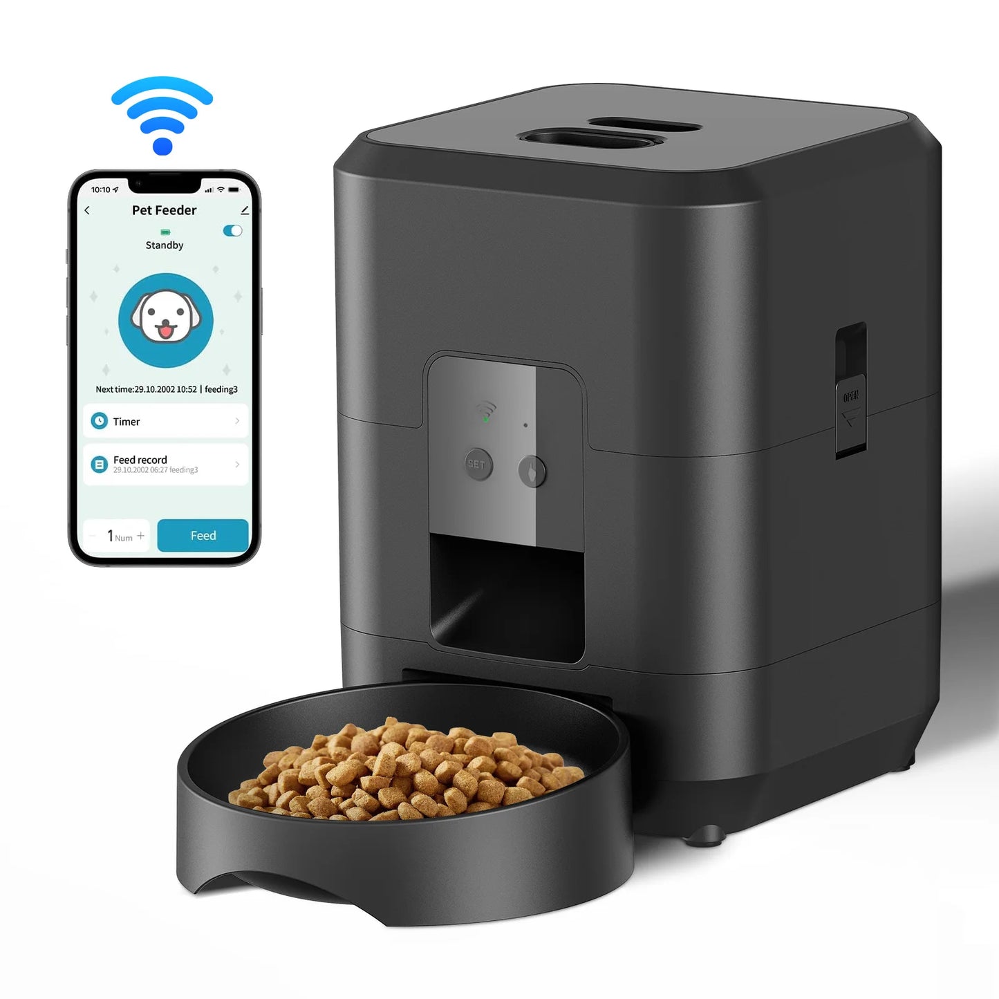 Distributeur automatique de croquettes connecté pour chat et chien – Programmable avec contrôle via application