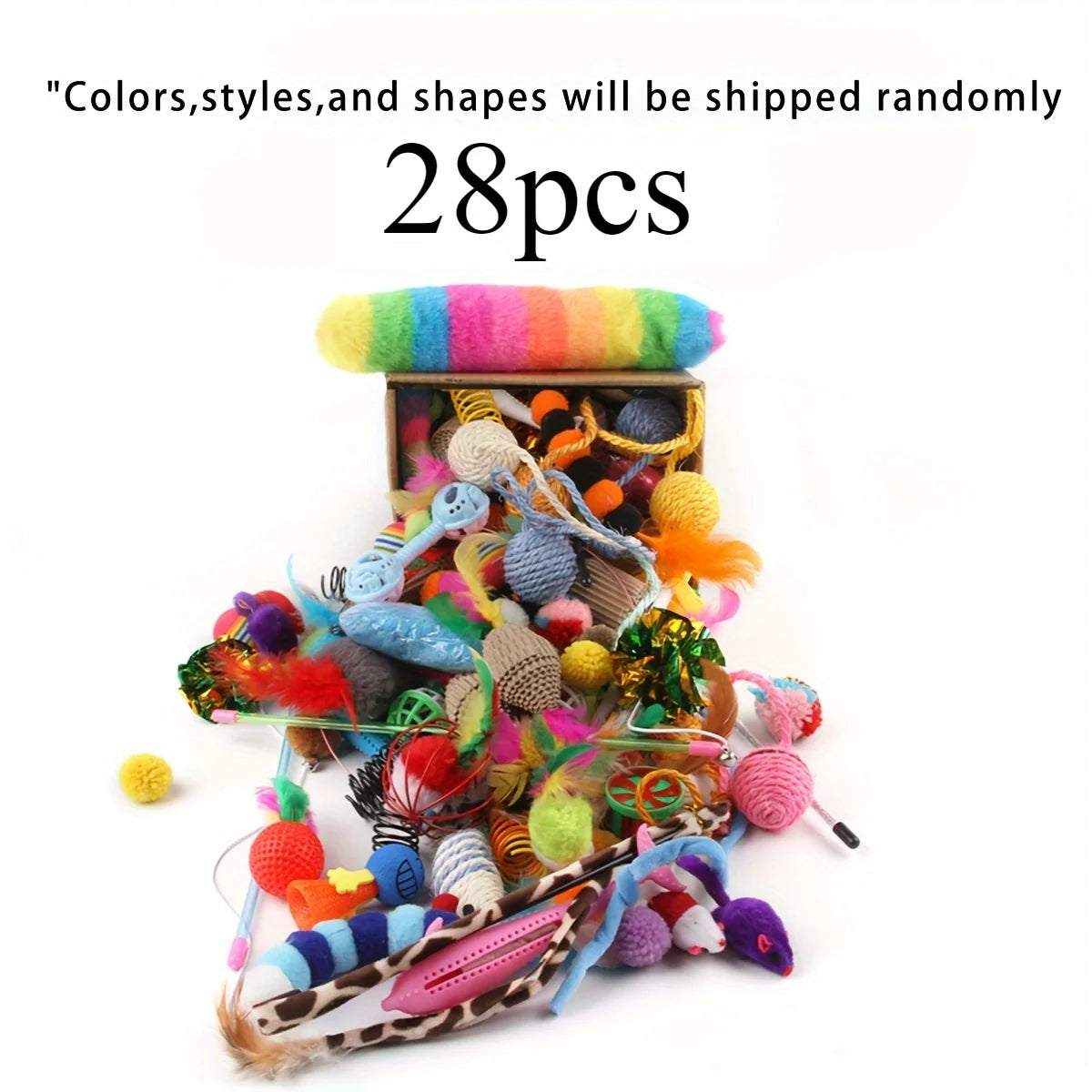 🐱 Coffret de Jouets pour Chat – Lot de 14 ou 28 Jouets Interactifs