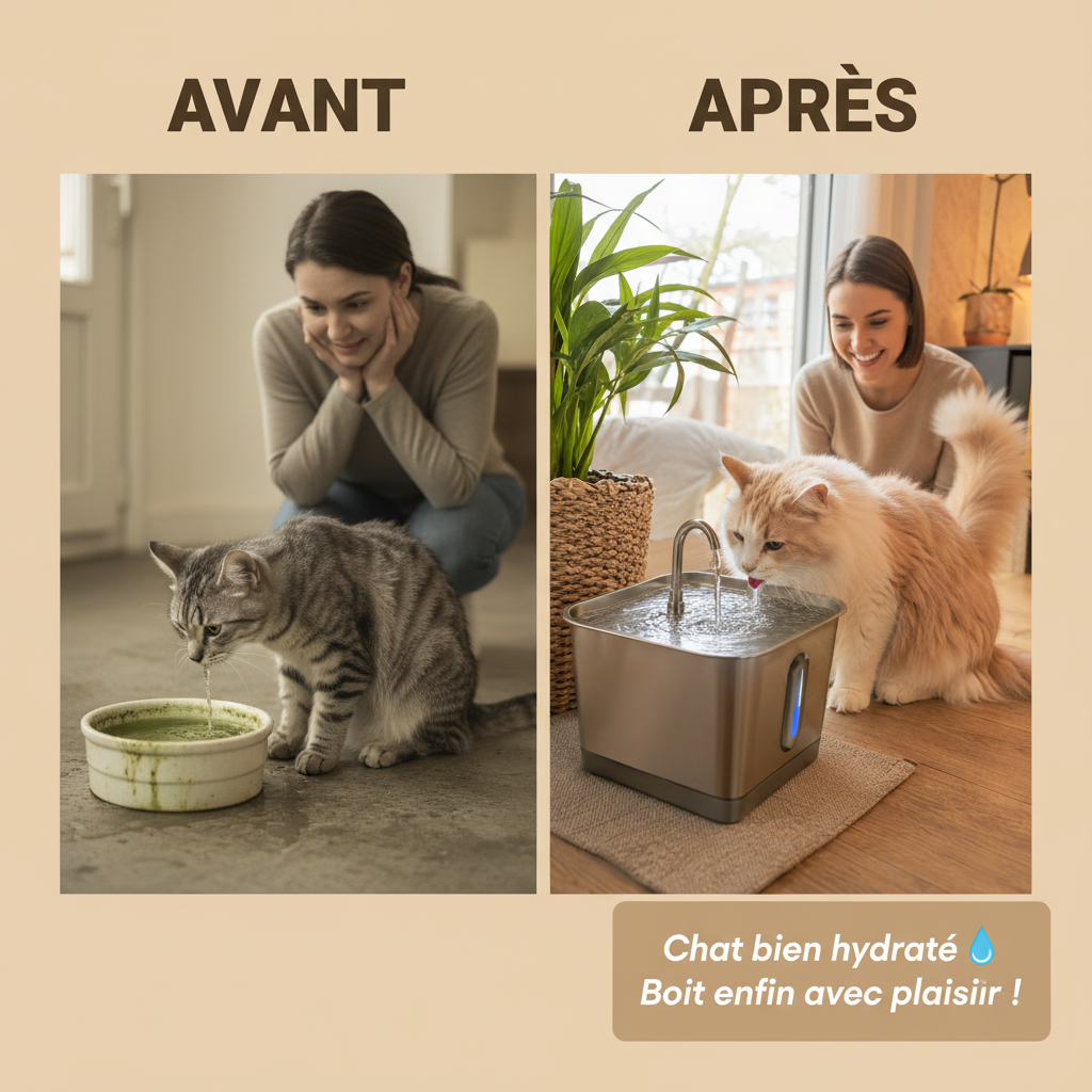 Avant/Après chat hydraté