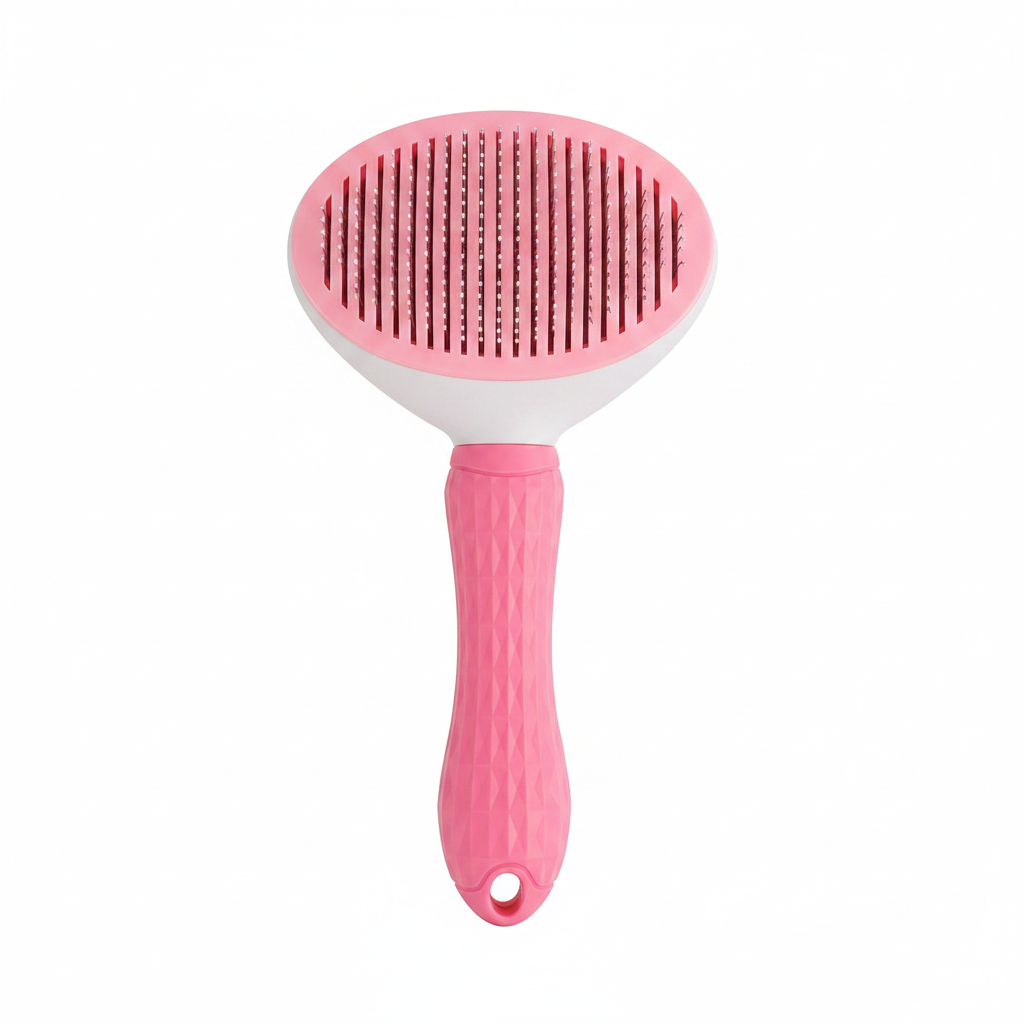 Brosse rose fond blanc