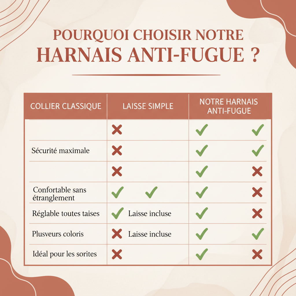Tableau comparatif harnais anti-fugue